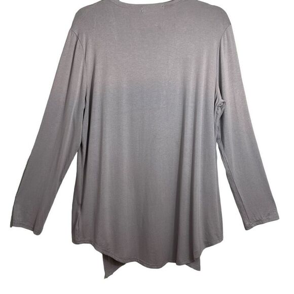 Town Cat smooth stretchy gray open cardigan moderate cascade style M - Picture 2 of 5